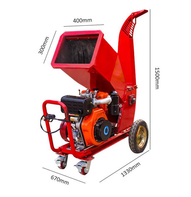 Gas Powered 15hp Wood Chipper Machine 1-2t/H Capacity Stable Operation